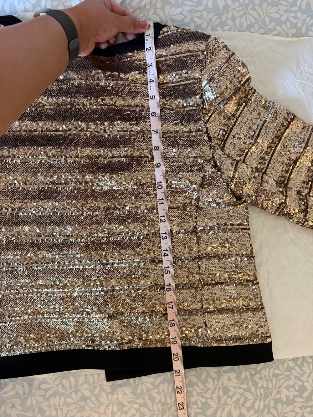 NWT Express TIPPED Gold SEQUIN STRIPED JACKET Size Medium - Picture 8 of 15
